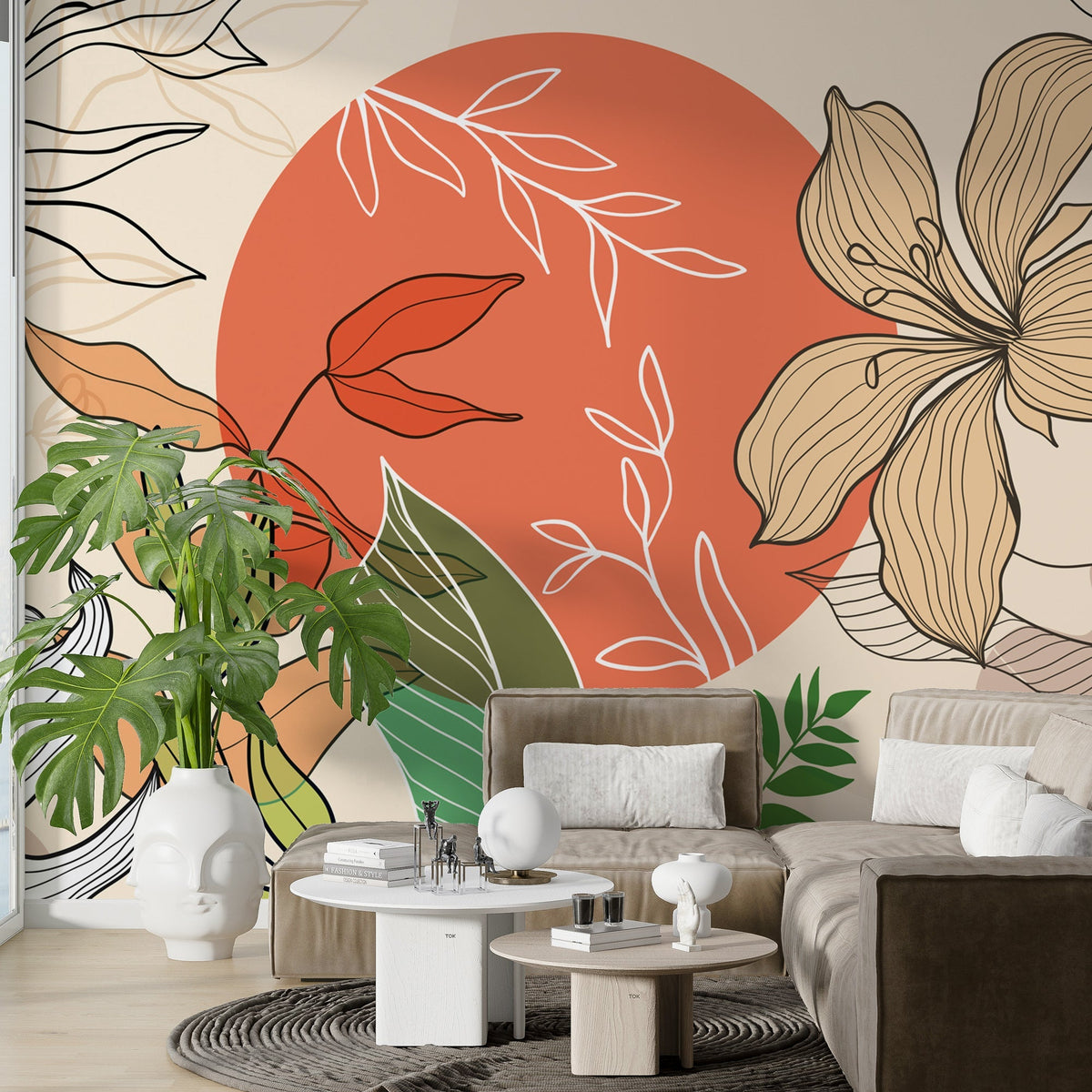 Boho Flowers Wallpaper Mural - Stunning Décor Piece-ChandeliersDecor