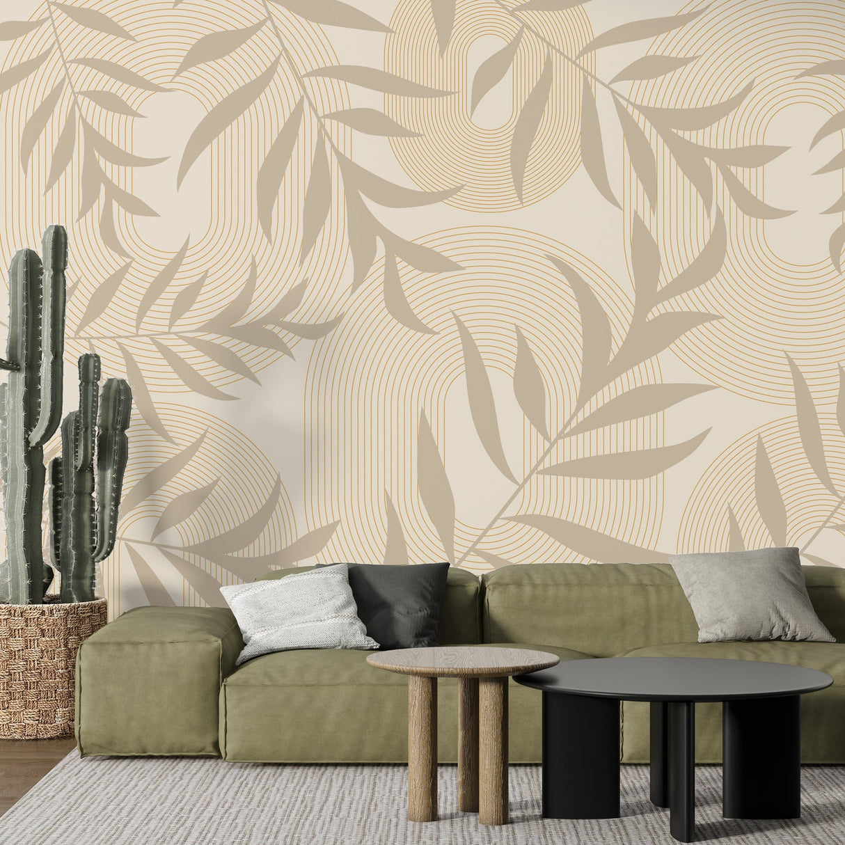 Boho Leafs Wallpaper Mural: Stunning Décor for Any Space-ChandeliersDecor