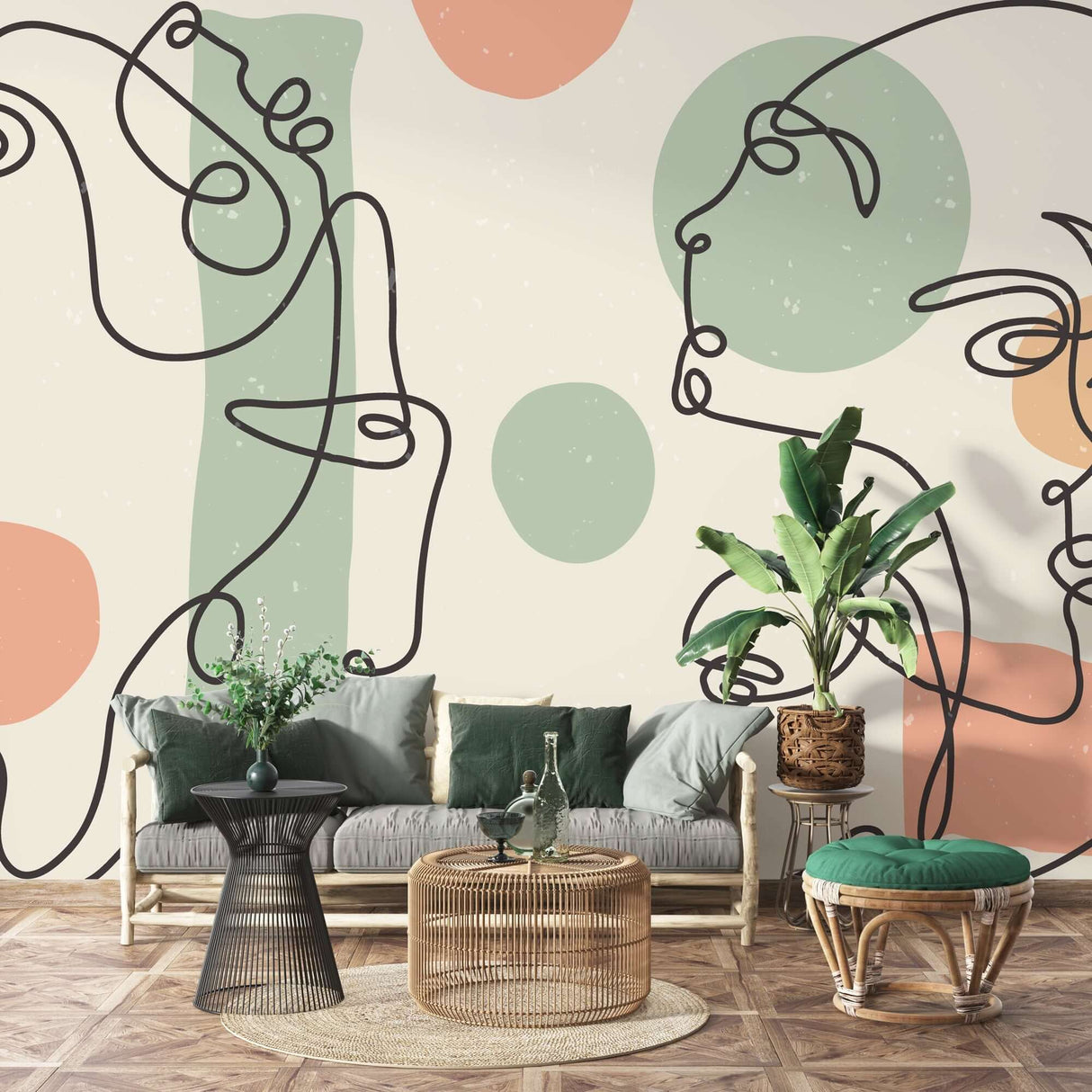 Boho Matisse Wallpaper Mural: Stylish and Artistic Décor-ChandeliersDecor.com