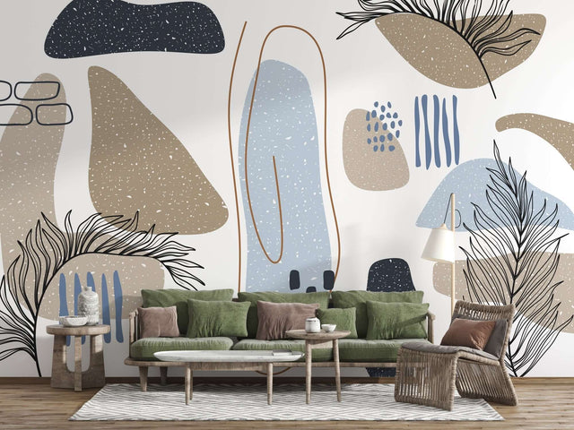 Boho Shapes Wallpaper Mural: Transform Your Space-ChandeliersDecor.com