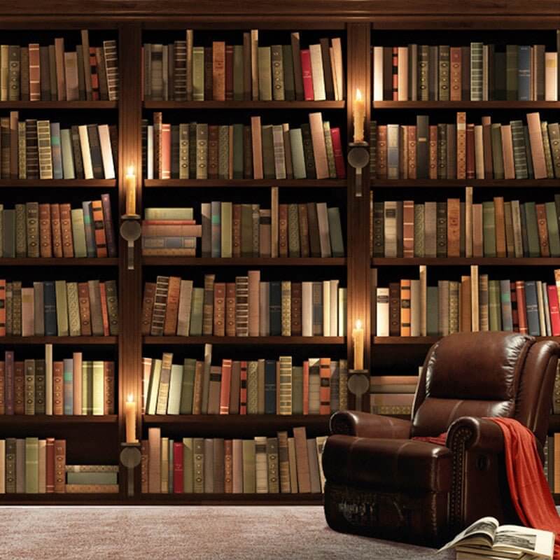 Bookshelf Library Wallpaper: Transform with Literary Charm-ChandeliersDecor.com