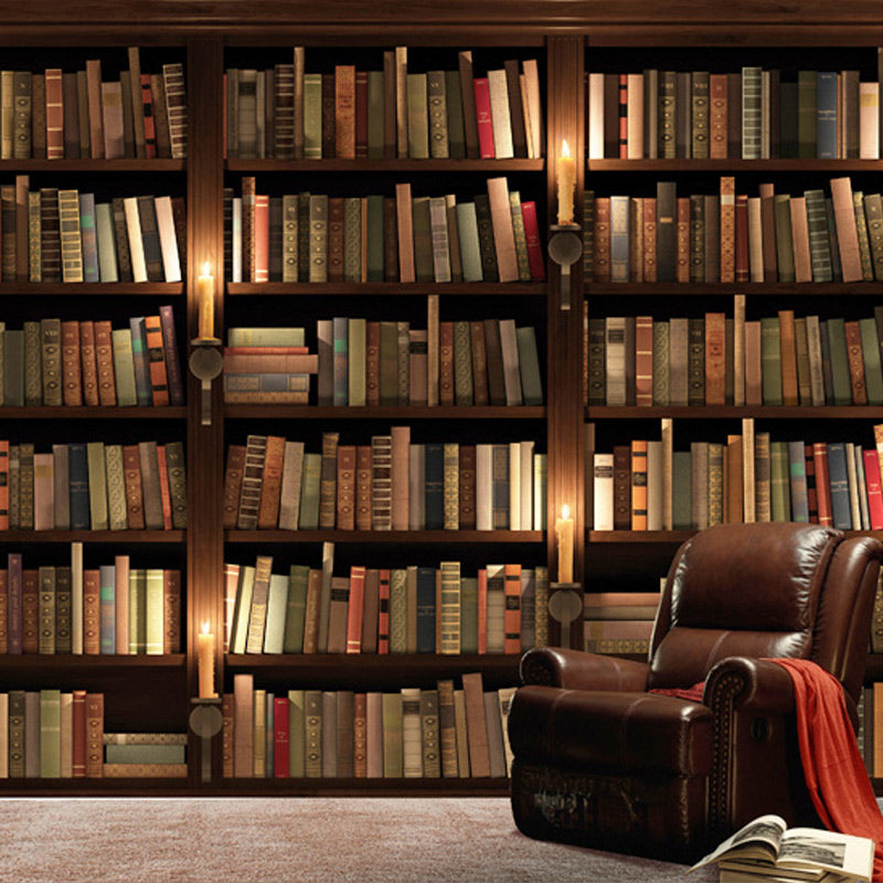 Bookshelf Library Wallpaper: Transform with Literary Charm-ChandeliersDecor