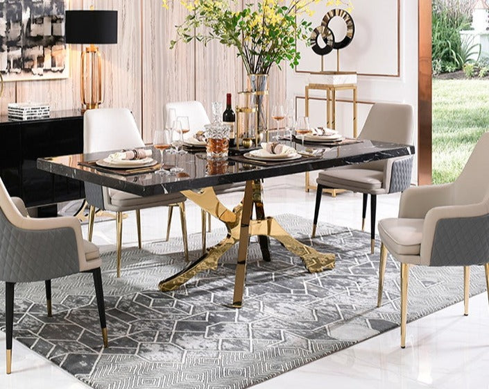 Brass & OakWood Designer Dining Table-ChandeliersDecor