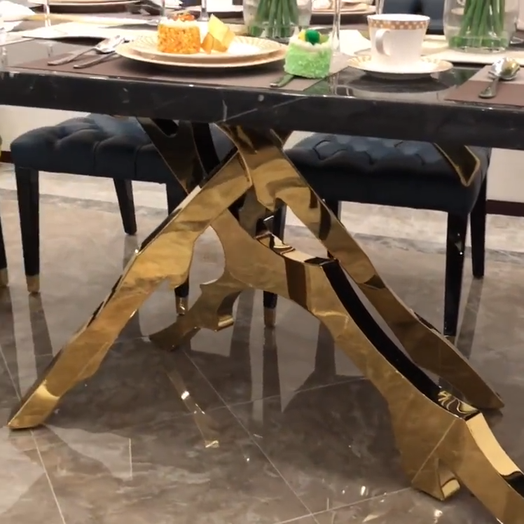 Brass & OakWood Designer Dining Table-ChandeliersDecor