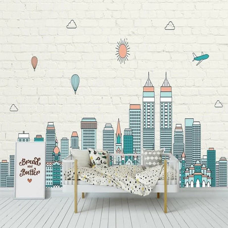 Brick Walls with Hidden Houses Wallpaper-ChandeliersDecor.com