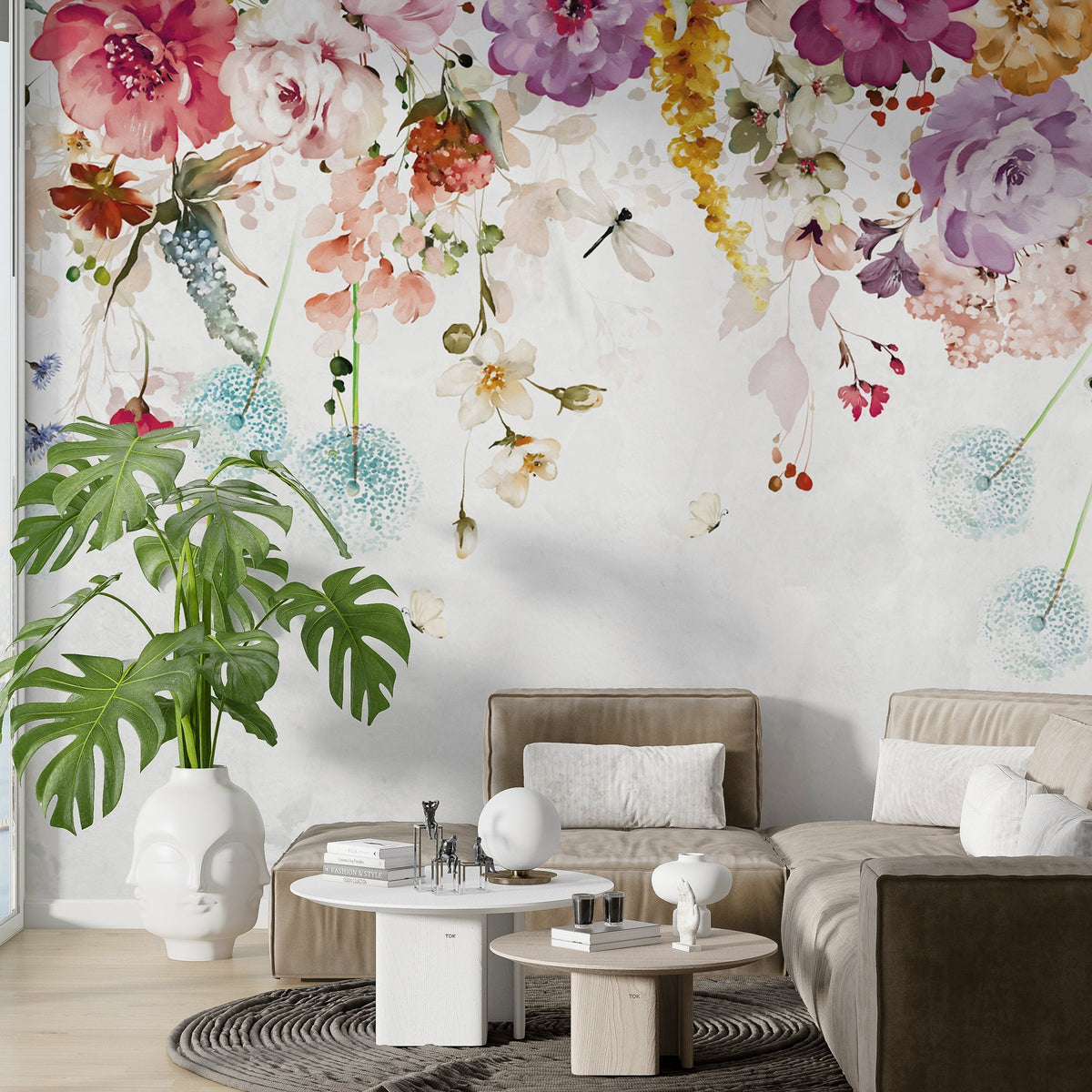 Bright: Floral Wallpaper Mural - Vibrant & Colorful Designs-ChandeliersDecor