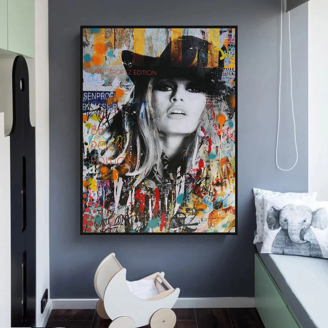 Brigitte Bardot Leinwand-Wandkunst: Dekor für Retro-Enthusiasten