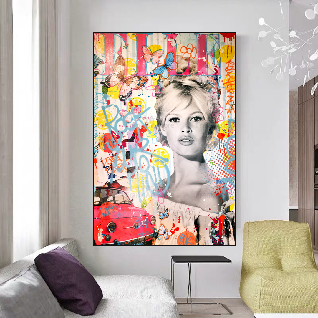 Brigitte Bardot Leinwand-Wandkunst – exquisites Dekor