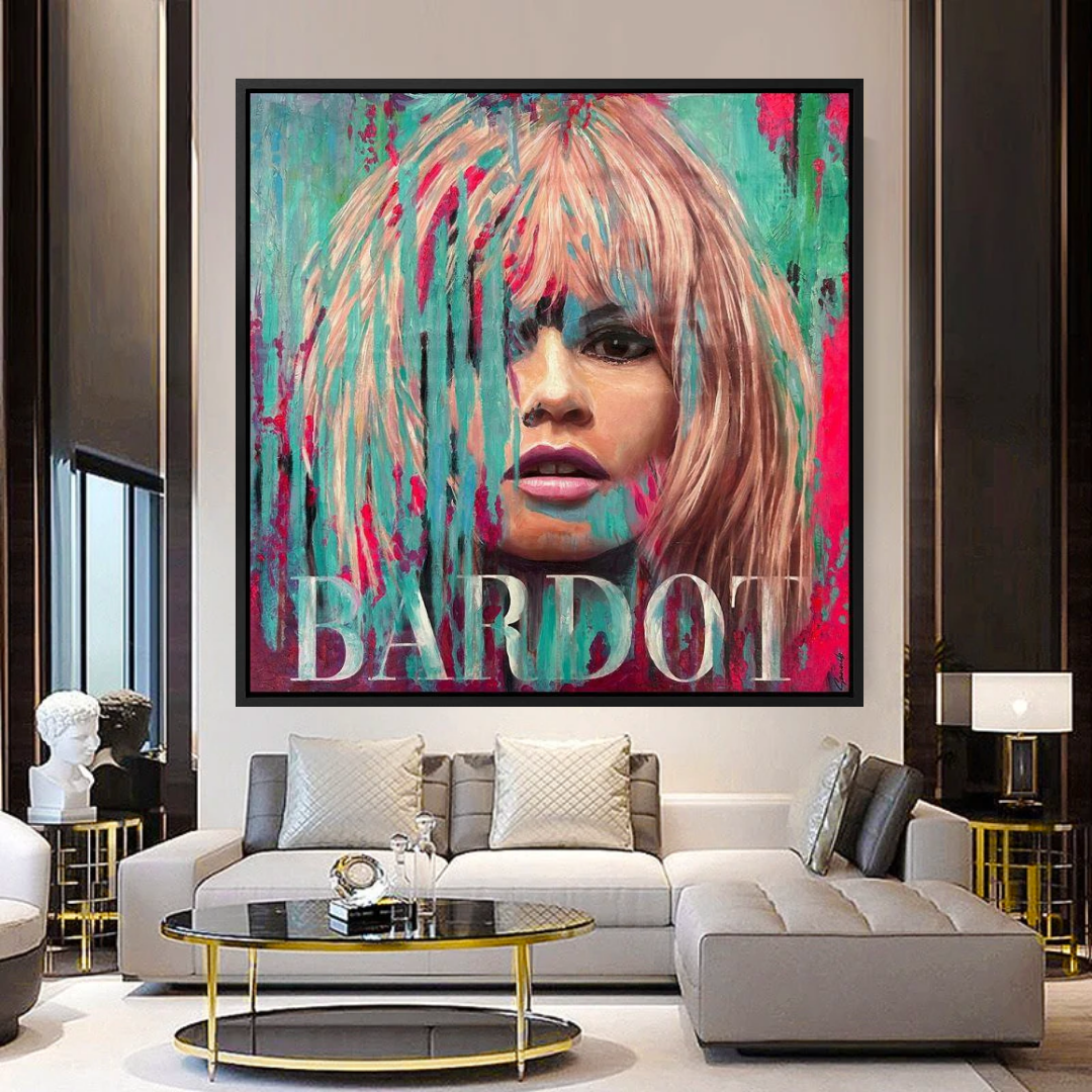 Brigitte Bardot dans l'art sur toile rouge