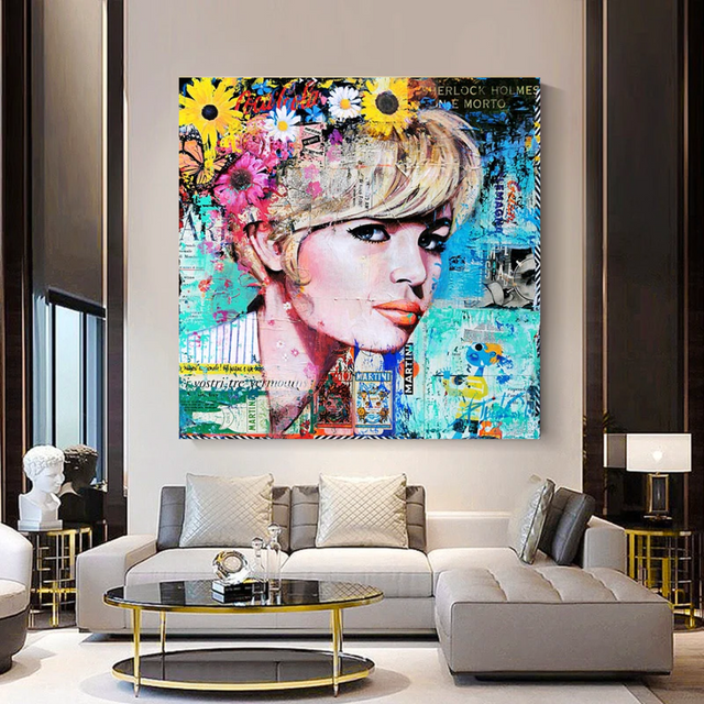 Brigitte Bardot Poster: Pop Art Canvas Wall Art