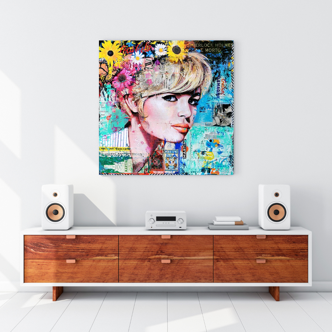 Brigitte Bardot Poster: Pop Art Canvas Wall Art-ChandeliersDecor