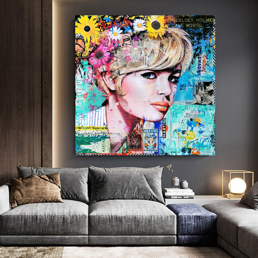 Brigitte Bardot Poster: Pop Art Canvas Wall Art-ChandeliersDecor