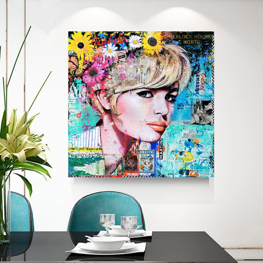 Brigitte Bardot Poster: Pop Art Canvas Wall Art-ChandeliersDecor