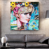 Brigitte Bardot Poster: Pop Art Canvas Wall Art-ChandeliersDecor