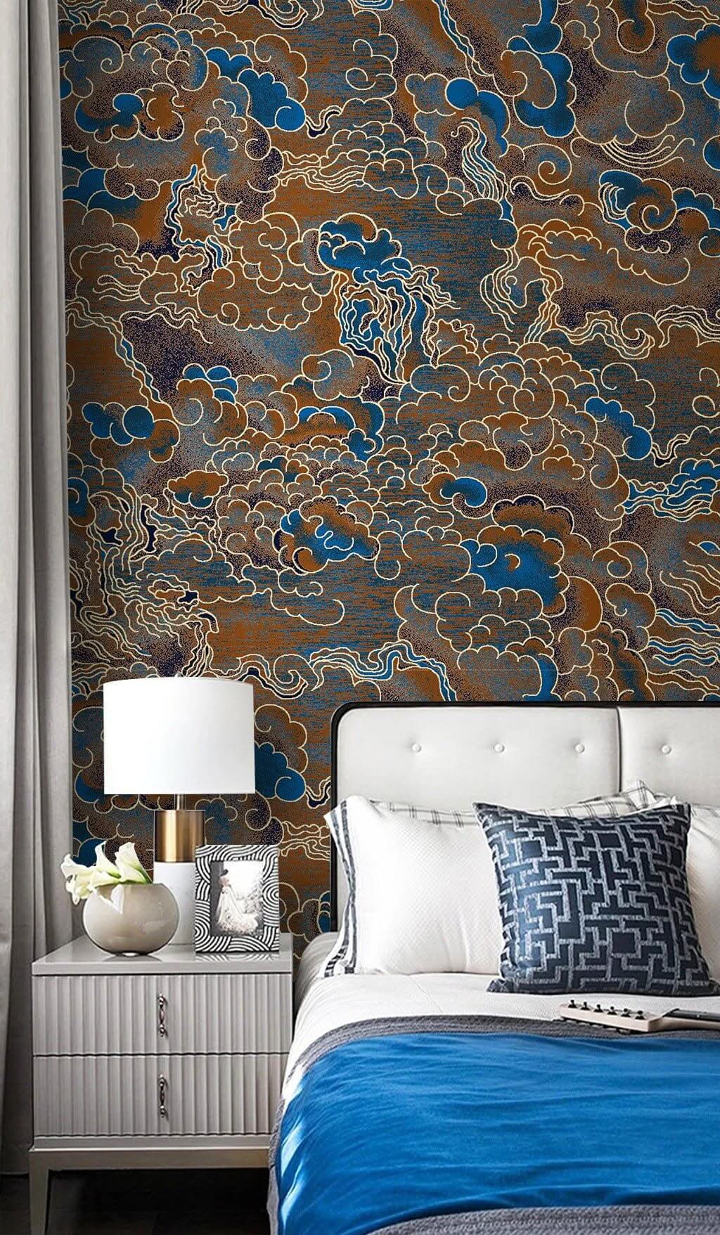 Brown Gold Clouds Wallpaper Mural-ChandeliersDecor.com