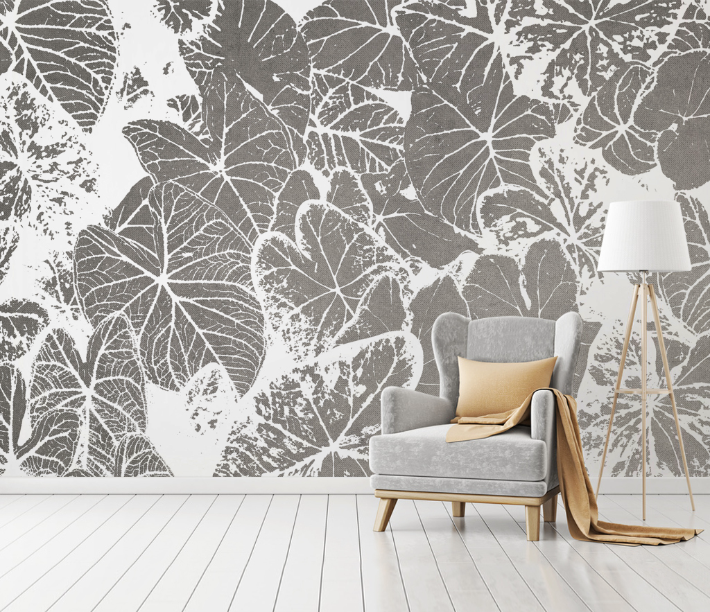 Brown Leaf Sketch - Monstera Wallpaper Mural-ChandeliersDecor