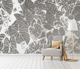 Brown Leaf Sketch - Monstera Wallpaper Mural-ChandeliersDecor