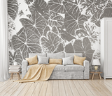 Brown Leaf Sketch - Monstera Wallpaper Mural-ChandeliersDecor