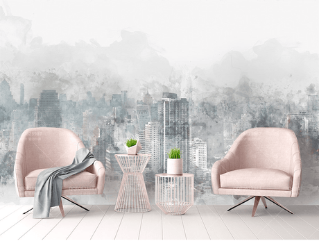 Buildings Abstract Art Wallpaper Murals-ChandeliersDecor.com