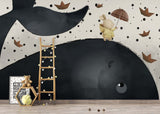 Bunny on Sea Whale: Kids Room Wallpaper Mural-ChandeliersDecor.com