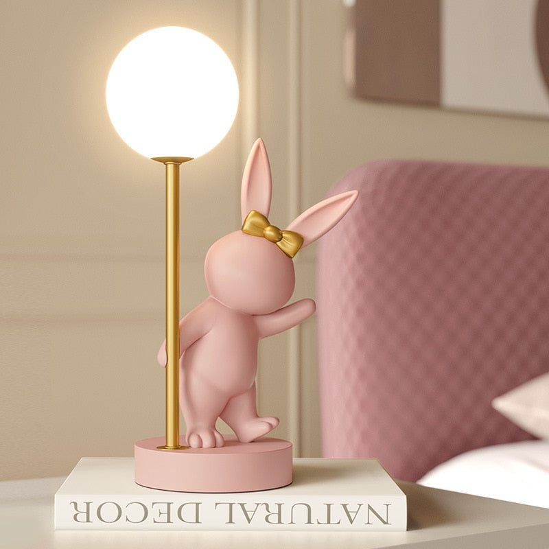 Bunny Rabbit Table Lamp for Kids Room-ChandeliersDecor