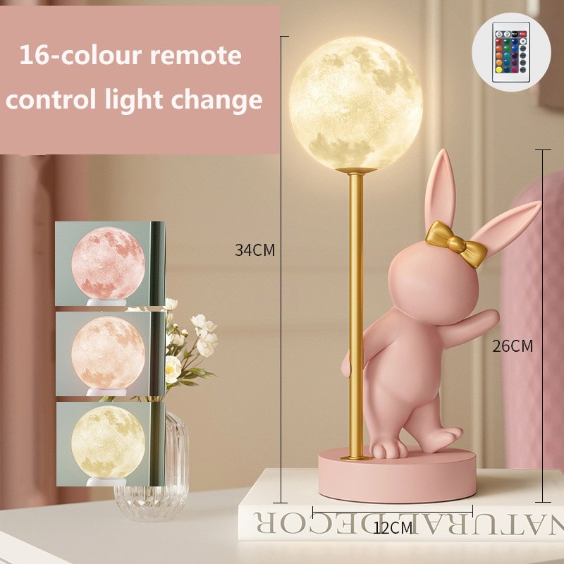 Bunny Rabbit Table Lamp for Kids Room-ChandeliersDecor