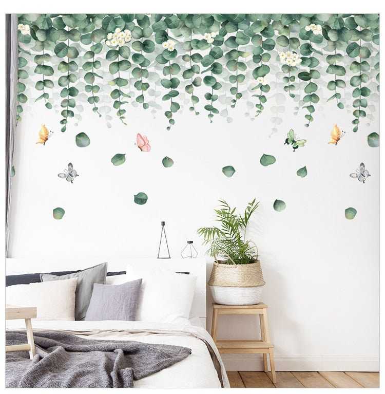 Butterflies and Leaf Living room Wall Stickers | Leaf Wall Decals for Bedroom