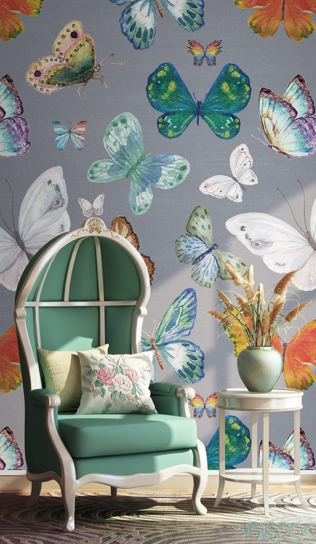 Butterfly Garden Bliss Wallpaper Mural-ChandeliersDecor.com