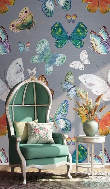 Butterfly Garden Bliss Wallpaper Mural-ChandeliersDecor.com