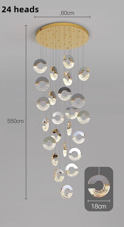 C-shaped Crystal Chandelier: Elegant Lighting Fixture-ChandeliersDecor