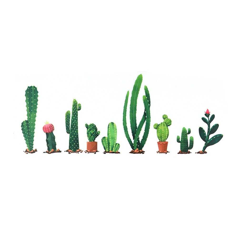 Cactus Bonsai Potted Plants Decorative Wall Stickers for Kids Room Home Decor Kitchen Window Living Room Decor Decal