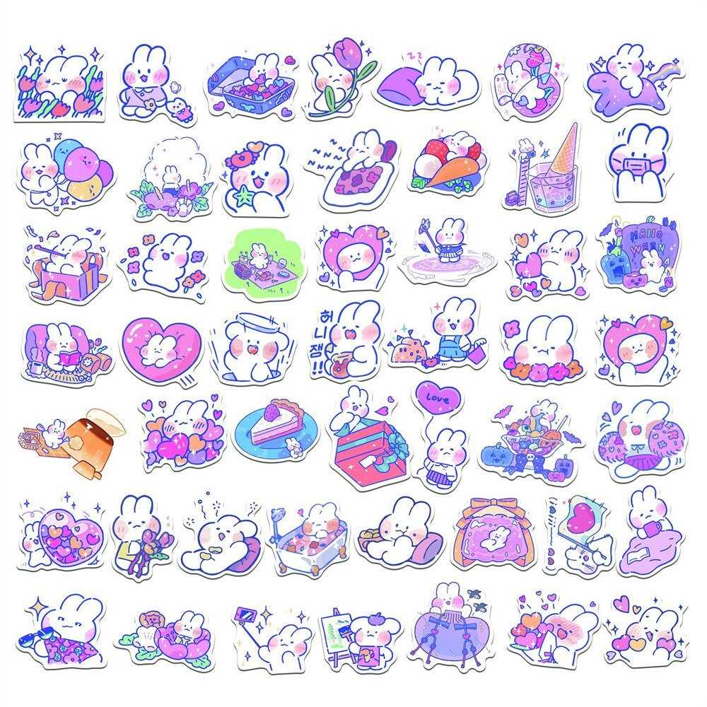 Cartoon Cute Little Rabbit Stickers Pack-ChandeliersDecor