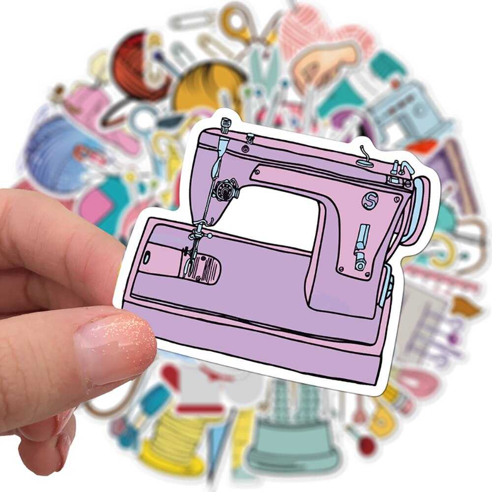 Cartoon Sewing Machine Stickers-ChandeliersDecor