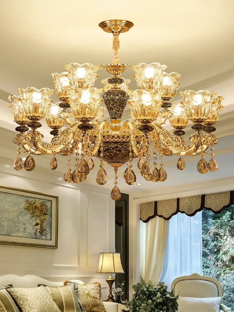 Ceramic Crystals Chandelier - Contemporary Elegance with Remote Control-ChandeliersDecor