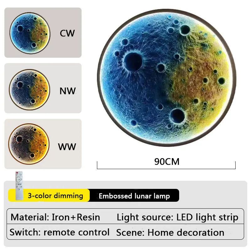 ChandeliersDecor.com-LED Wall Art-3D Moon LED Wall Lamp - Wall Decor