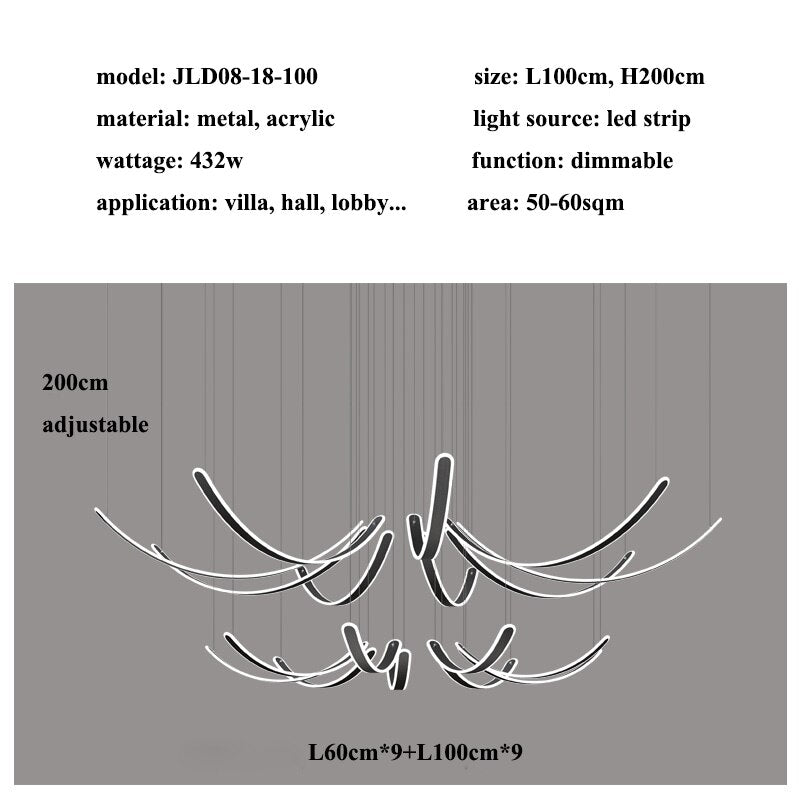 ChandeliersDecor.com-Ceiling Chandelier-Acrylic Belts Chandelier: Sleek and Stylish Lighting