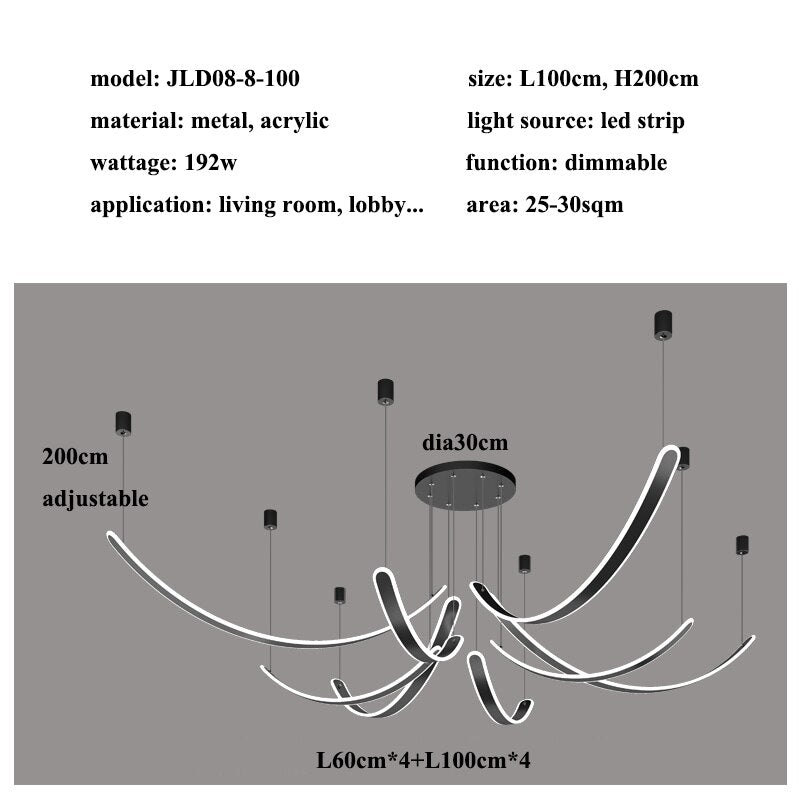 ChandeliersDecor.com-Ceiling Chandelier-Acrylic Belts Chandelier: Sleek and Stylish Lighting