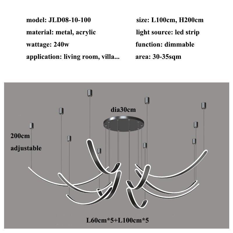ChandeliersDecor.com-Ceiling Chandelier-Acrylic Belts Chandelier: Sleek and Stylish Lighting