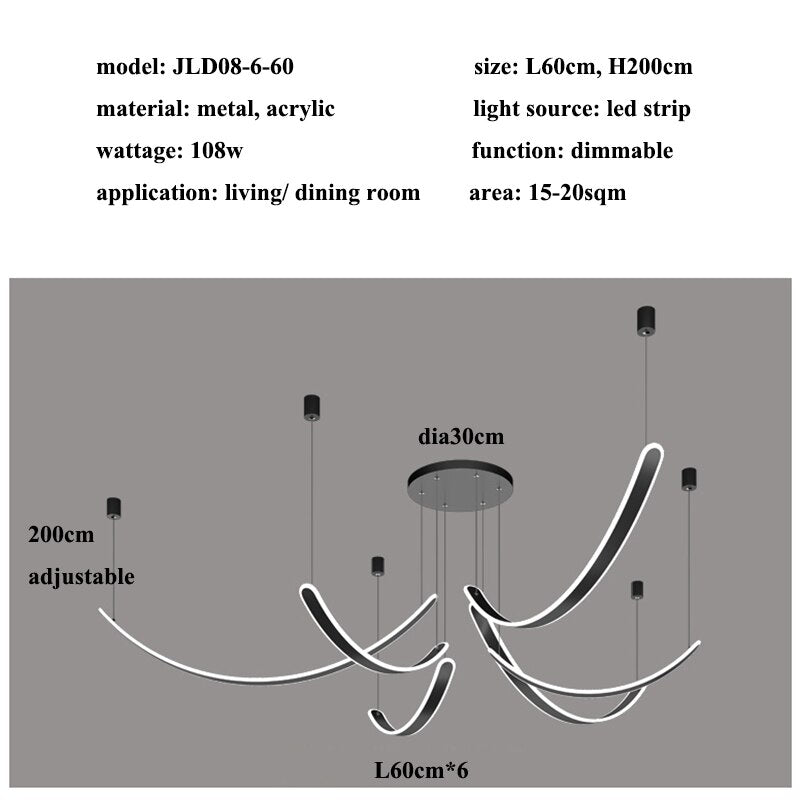 ChandeliersDecor.com-Ceiling Chandelier-Acrylic Belts Chandelier: Sleek and Stylish Lighting