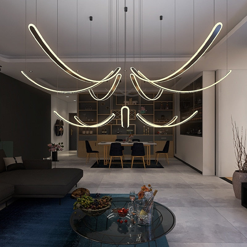 ChandeliersDecor.com-Ceiling Chandelier-Acrylic Belts Chandelier: Sleek and Stylish Lighting
