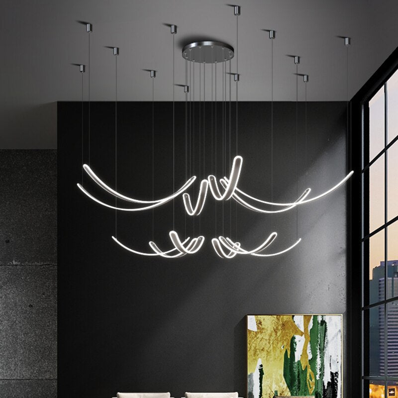 ChandeliersDecor.com-Ceiling Chandelier-Acrylic Belts Chandelier: Sleek and Stylish Lighting