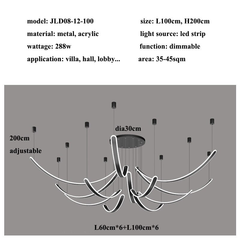 ChandeliersDecor.com-Ceiling Chandelier-Acrylic Belts Chandelier: Sleek and Stylish Lighting