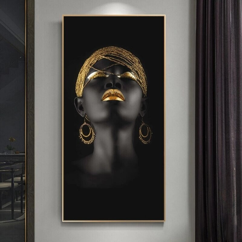 ChandeliersDecor.com-Wall Posters-African Girl Trio Black Art Canvas Set