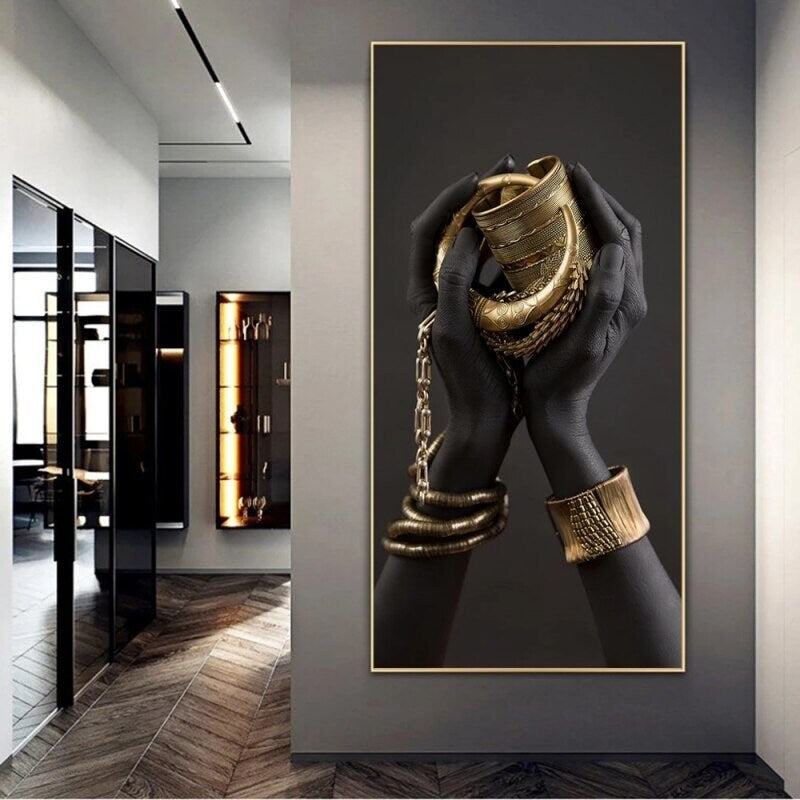 ChandeliersDecor.com-Wall Posters-African Girl Trio Black Art Canvas Set