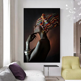 ChandeliersDecor.com-Wall Posters-Afro Girl Crowned Flower Canvas Wall Art
