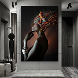 ChandeliersDecor.com-Wall Posters-Afro Girl Crowned Flower Canvas Wall Art