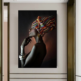 ChandeliersDecor.com-Wall Posters-Afro Girl Crowned Flower Canvas Wall Art