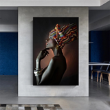 ChandeliersDecor.com-Wall Posters-Afro Girl Crowned Flower Canvas Wall Art