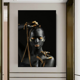 ChandeliersDecor.com-Wall Posters-Afro Girl in Beads Jewel Canvas Wall Art