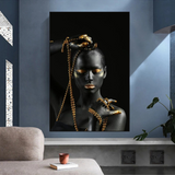 ChandeliersDecor.com-Wall Posters-Afro Girl in Beads Jewel Canvas Wall Art